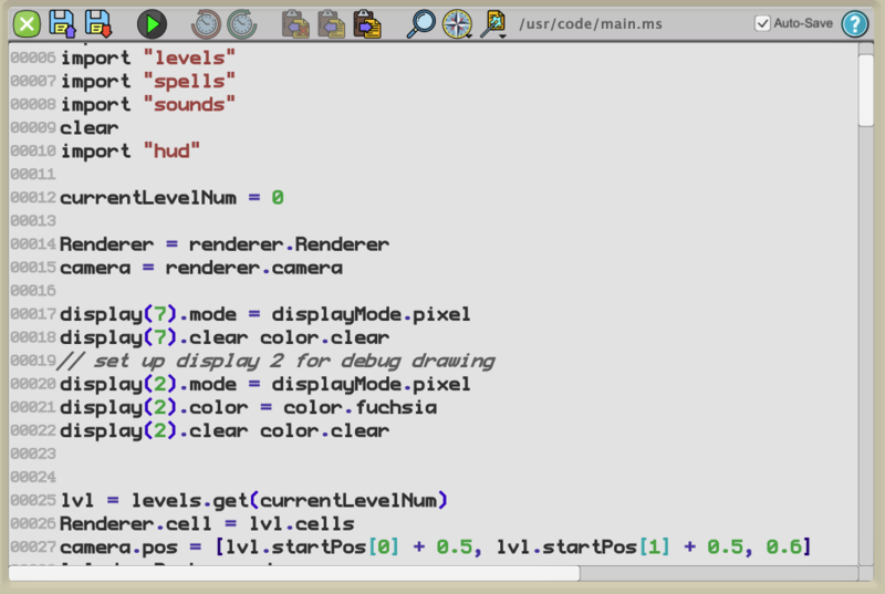 Screen shot of the Mini Micro code editor.